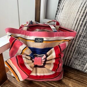 Kate Spade Vibrant Striped Tote with Bow